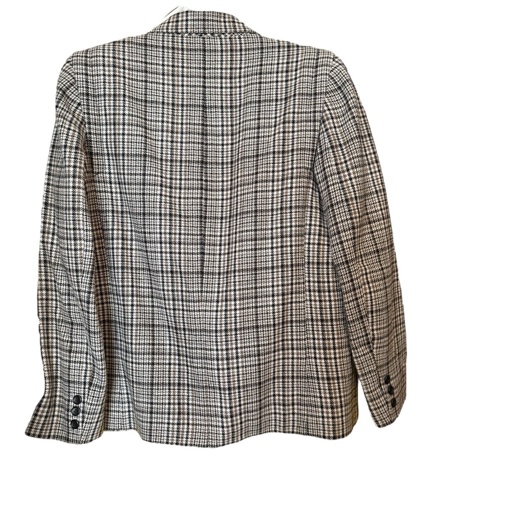 Vintage Peabody House Houndstooth Wool Blend Blazer Jacket Brown Beige Size 14 - Picture 14 of 14